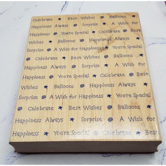 Hero Arts Wordprints Celebrate Large Background Wood Mounted Rubber Stamp - Picture 1 of 7